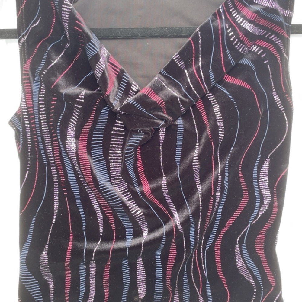 Elegant Women's Blouse with Black, Pink, and Silver Stripes